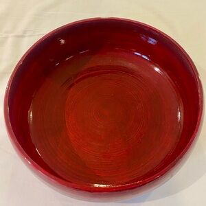 Vibrant Red Wood Decorative Bowl